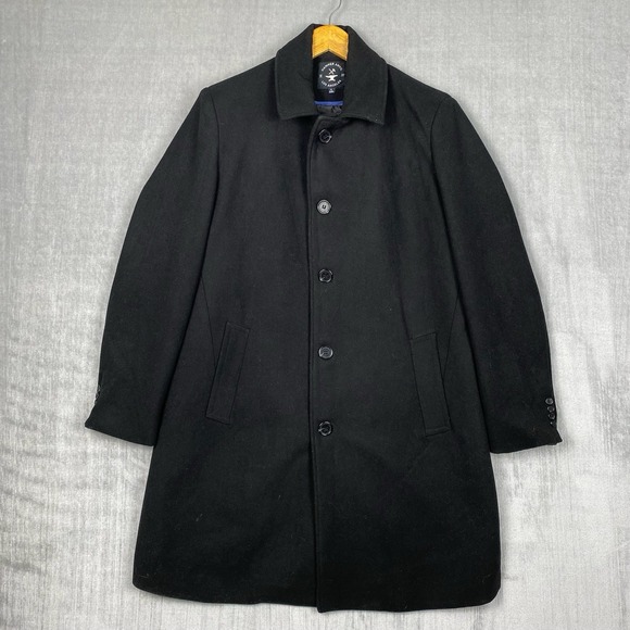 Hammer Anvil Mens Overcoat Medium Black Wool Blend Lined Pockets Tailored Bloke - Picture 3 of 13